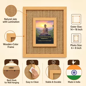 Buddha Laminated Jute Wall Photo Frame, 14 X 16 Inch (F173902) Buddha Laminated Jute Wall Photo Frame, 14 X 16 Inch (F173902)