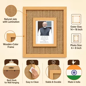 Narendra Modi Laminated Jute Wall Photo Frame, 14 X 16 Inch (F173906) Narendra Modi Laminated Jute Wall Photo Frame, 14 X 16 Inch (F173906)