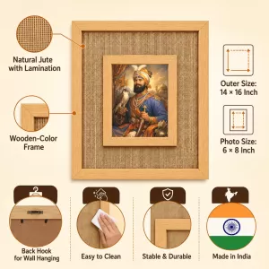 Guru Gobind Laminated Jute Wall Photo Frame, 14 X 16 Inch (F173919)