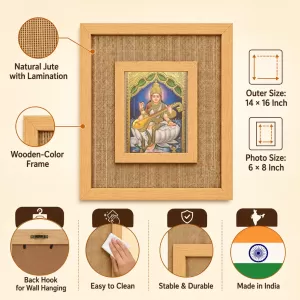 Goddess Saraswati Laminated Jute Wall Photo Frame, 14 X 16 Inch (F173964) Goddess Saraswati Laminated Jute Wall Photo Frame, 14 X 16 Inch (F173964)