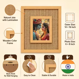 Radha Krishna Laminated Jute Wall Photo Frame, 14 X 16 Inch (F173987) Radha Krishna Laminated Jute Wall Photo Frame, 14 X 16 Inch (F173987)