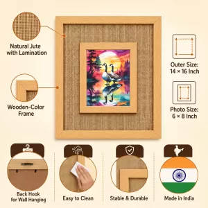 Geese Laminated Jute Wall Photo Frame, 14 X 16 Inch (F173994)