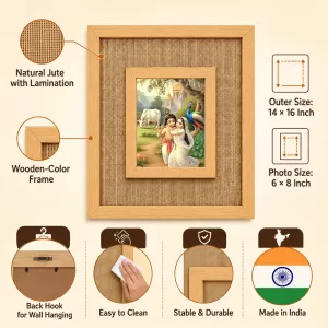 Radha Krishna Laminated Jute Wall Photo Frame, 14 X 16 Inch (F174026) Radha Krishna Laminated Jute Wall Photo Frame, 14 X 16 Inch (F174026)