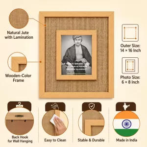 Swami Dayanand Saraswati Laminated Jute Wall Photo Frame, 14 X 16 Inch (F174029)