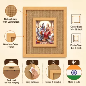 Shiva Parvati Laminated Jute Wall Photo Frame, 14 X 16 Inch (F174036) Shiva Parvati Laminated Jute Wall Photo Frame, 14 X 16 Inch (F174036)