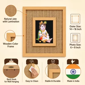 Baby Krishna Laminated Jute Wall Photo Frame, 14 X 16 Inch (F174037) Baby Krishna Laminated Jute Wall Photo Frame, 14 X 16 Inch (F174037)