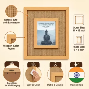 Buddha Laminated Jute Wall Photo Frame, 14 X 16 Inch (F174041) Buddha Laminated Jute Wall Photo Frame, 14 X 16 Inch (F174041)
