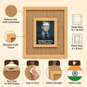 Bill Gates Laminated Jute Wall Photo Frame, 14 X 16 Inch (F174051)