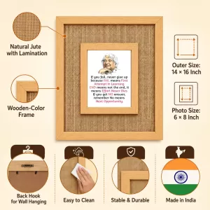 A. P. J. Abdul Kalam Laminated Jute Wall Photo Frame, 14 X 16 Inch (F174102) A. P. J. Abdul Kalam Laminated Jute Wall Photo Frame, 14 X 16 Inch (F174102)
