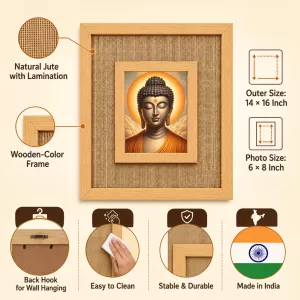 Buddha Laminated Jute Wall Photo Frame, 14 X 16 Inch (F174103) Buddha Laminated Jute Wall Photo Frame, 14 X 16 Inch (F174103)