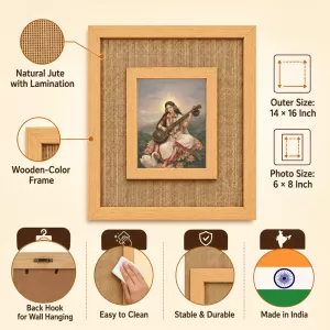 Goddess Saraswati Laminated Jute Wall Photo Frame, 14 X 16 Inch (F174143) Goddess Saraswati Laminated Jute Wall Photo Frame, 14 X 16 Inch (F174143)