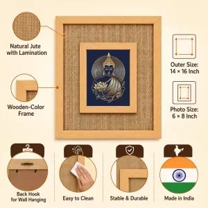 Buddha Laminated Jute Wall Photo Frame, 14 X 16 Inch (F174153) Buddha Laminated Jute Wall Photo Frame, 14 X 16 Inch (F174153)
