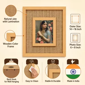 Radha Laminated Jute Wall Photo Frame, 14 X 16 Inch (F174160) Radha Laminated Jute Wall Photo Frame, 14 X 16 Inch (F174160)
