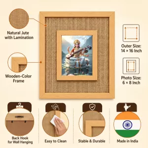Goddess Saraswati Laminated Jute Wall Photo Frame, 14 X 16 Inch (F174173) Goddess Saraswati Laminated Jute Wall Photo Frame, 14 X 16 Inch (F174173)
