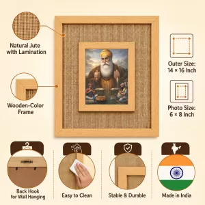 Guru Nanak Ji Laminated Jute Wall Photo Frame, 14 X 16 Inch (F174191)
