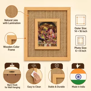 Radha Krishna Laminated Jute Wall Photo Frame, 14 X 16 Inch (F174192) Radha Krishna Laminated Jute Wall Photo Frame, 14 X 16 Inch (F174192)