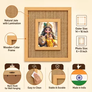 Baby Durga Laminated Jute Wall Photo Frame, 14 X 16 Inch (F174193) Baby Durga Laminated Jute Wall Photo Frame, 14 X 16 Inch (F174193)