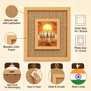 White Horses Laminated Jute Wall Photo Frame, 14 X 16 Inch (F174194) White Horses Laminated Jute Wall Photo Frame, 14 X 16 Inch (F174194)