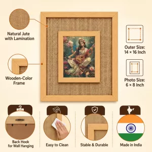 Goddess Saraswati Laminated Jute Wall Photo Frame, 14 X 16 Inch (F174211) Goddess Saraswati Laminated Jute Wall Photo Frame, 14 X 16 Inch (F174211)