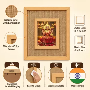 Maa Lakshmi Laminated Jute Wall Photo Frame, 14 X 16 Inch (F174221) Maa Lakshmi Laminated Jute Wall Photo Frame, 14 X 16 Inch (F174221)