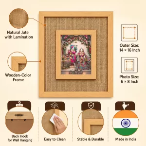 Radha Krishna Laminated Jute Wall Photo Frame, 14 X 16 Inch (F174229) Radha Krishna Laminated Jute Wall Photo Frame, 14 X 16 Inch (F174229)