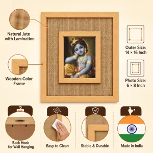 Lord Krishna Laminated Jute Wall Photo Frame, 14 X 16 Inch (F174257) Lord Krishna Laminated Jute Wall Photo Frame, 14 X 16 Inch (F174257)