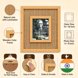 Bill Gates Laminated Jute Wall Photo Frame, 14 X 16 Inch (F174290)