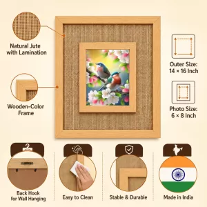 Birds Laminated Jute Wall Photo Frame, 14 X 16 Inch (F174299) Birds Laminated Jute Wall Photo Frame, 14 X 16 Inch (F174299)