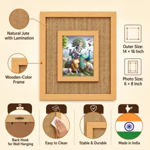 Lord Krishna Laminated Jute Wall Photo Frame, 14 X 16 Inch (F174300) Lord Krishna Laminated Jute Wall Photo Frame, 14 X 16 Inch (F174300)