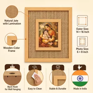 Yashoda Krishna Laminated Jute Wall Photo Frame, 14 X 16 Inch (F174306) Yashoda Krishna Laminated Jute Wall Photo Frame, 14 X 16 Inch (F174306)
