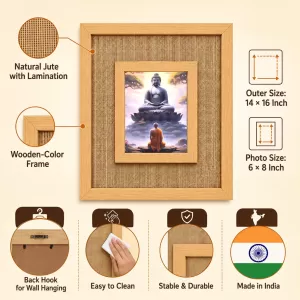 Buddha Laminated Jute Wall Photo Frame, 14 X 16 Inch (F174311) Buddha Laminated Jute Wall Photo Frame, 14 X 16 Inch (F174311)
