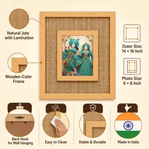 Radha Krishna Laminated Jute Wall Photo Frame, 14 X 16 Inch (F174318) Radha Krishna Laminated Jute Wall Photo Frame, 14 X 16 Inch (F174318)