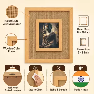 Buddha Laminated Jute Wall Photo Frame, 14 X 16 Inch (F174319) Buddha Laminated Jute Wall Photo Frame, 14 X 16 Inch (F174319)