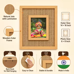 Lord Krishna Laminated Jute Wall Photo Frame, 14 X 16 Inch (F174330) Lord Krishna Laminated Jute Wall Photo Frame, 14 X 16 Inch (F174330)