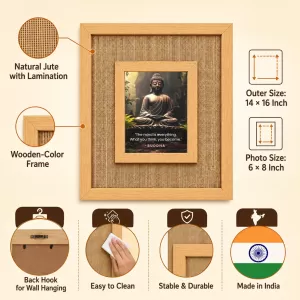 Buddha Laminated Jute Wall Photo Frame, 14 X 16 Inch (F174335)