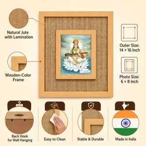 Goddess Saraswati Laminated Jute Wall Photo Frame, 14 X 16 Inch (F174337) Goddess Saraswati Laminated Jute Wall Photo Frame, 14 X 16 Inch (F174337)