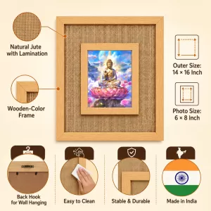 Buddha Laminated Jute Wall Photo Frame, 14 X 16 Inch (F174343)