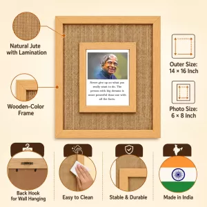 A P J Abdul Kalam Laminated Jute Wall Photo Frame, 14 X 16 Inch (F174346) A P J Abdul Kalam Laminated Jute Wall Photo Frame, 14 X 16 Inch (F174346)