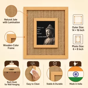 Buddha Laminated Jute Wall Photo Frame, 14 X 16 Inch (F174347) Buddha Laminated Jute Wall Photo Frame, 14 X 16 Inch (F174347)