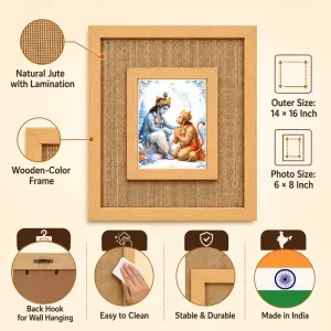 Lord Krishna And Hanuman Laminated Jute Wall Photo Frame, 14 X 16 Inch (F174348) Lord Krishna And Hanuman Laminated Jute Wall Photo Frame, 14 X 16 Inch (F174348)