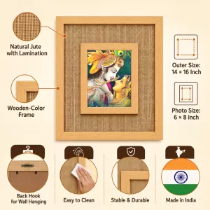 Radha Krishna Laminated Jute Wall Photo Frame, 14 X 16 Inch (F174352) Radha Krishna Laminated Jute Wall Photo Frame, 14 X 16 Inch (F174352)