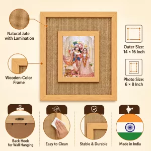 Radha Krishna Laminated Jute Wall Photo Frame, 14 X 16 Inch (F174358) Radha Krishna Laminated Jute Wall Photo Frame, 14 X 16 Inch (F174358)