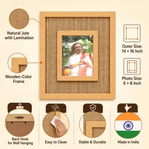 Sri Sri Ravi Shankar Laminated Jute Wall Photo Frame, 14 X 16 Inch (F174380)