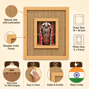 Lord Venkateswara Laminated Jute Wall Photo Frame, 14 X 16 Inch (F174382) Lord Venkateswara Laminated Jute Wall Photo Frame, 14 X 16 Inch (F174382)