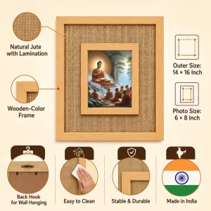 Buddha Laminated Jute Wall Photo Frame, 14 X 16 Inch (F174388) Buddha Laminated Jute Wall Photo Frame, 14 X 16 Inch (F174388)