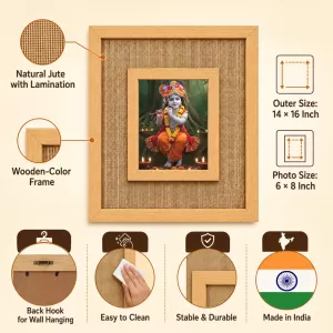 Lord Krishna Laminated Jute Wall Photo Frame, 14 X 16 Inch (F174391) Lord Krishna Laminated Jute Wall Photo Frame, 14 X 16 Inch (F174391)