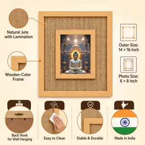 Buddha Laminated Jute Wall Photo Frame, 14 X 16 Inch (F174397) Buddha Laminated Jute Wall Photo Frame, 14 X 16 Inch (F174397)