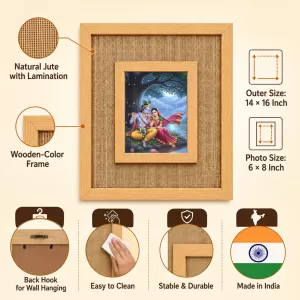 Radha Krishna Laminated Jute Wall Photo Frame, 14 X 16 Inch (F174424) Radha Krishna Laminated Jute Wall Photo Frame, 14 X 16 Inch (F174424)