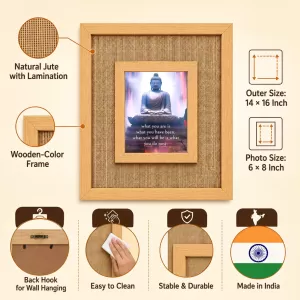 Buddha Laminated Jute Wall Photo Frame, 14 X 16 Inch (F174425) Buddha Laminated Jute Wall Photo Frame, 14 X 16 Inch (F174425)
