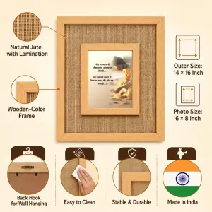 Buddha Laminated Jute Wall Photo Frame, 14 X 16 Inch (F174432)